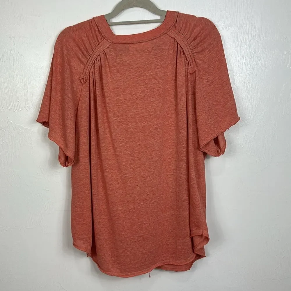 We The Free Free People Boho Oversized Kyoto Tee In Guava Size L
